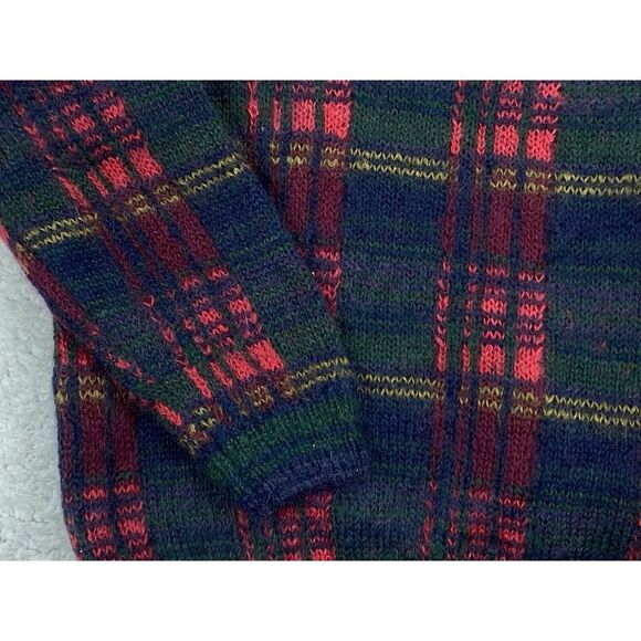 VINTAGE Talbots Wool Blend Sweater Mens M Mohair Plaid 80s Retro Christmas RARE - Picture 4 of 16